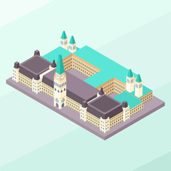 Isometric Vector Illustration Representing Ottawa's Parliament Hill, Landmark of Ottawa, Canada