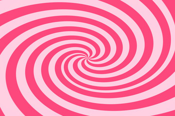 Sweet pink sun and rays burst twirl background.