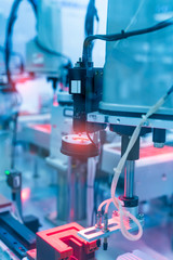 Robotic vision sensor camera system in intellegence factory,manufacturing industry for industry 4.0 and technology concept