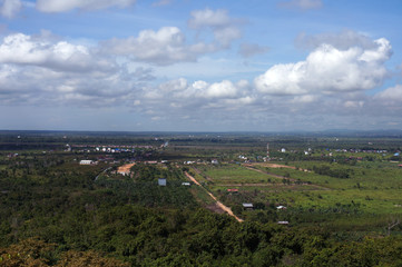Landscape with beautiful blue sky and white clouds. 