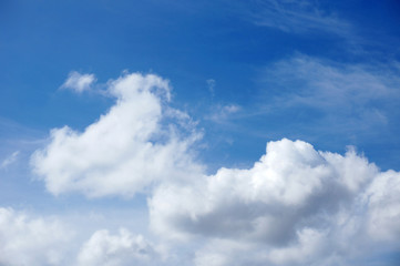 Naklejka na ściany i meble Blue sky background with white clouds 