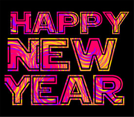 Happy new year print embroidery graphic design vector art
