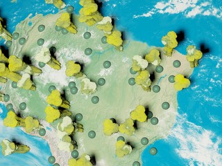 Digital image corona virus on planet Earth by countries
