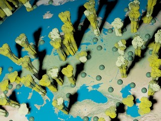 Digital image corona virus on planet Earth by countries