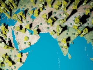 Digital image corona virus on planet Earth by countries