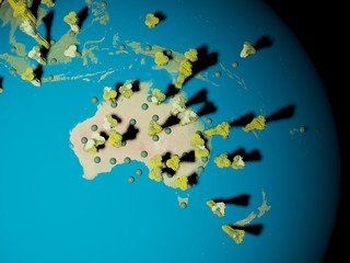 Digital image corona virus on planet Earth by countries