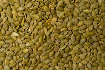 Peeled Pumpkin Seeds. Unshelled kernels.