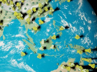 Digital image corona virus on planet Earth by countries