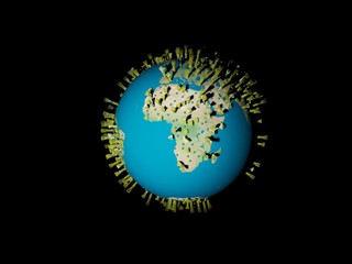 Digital image corona virus on planet Earth by continents