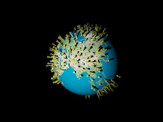 Digital image corona virus on planet Earth by continents