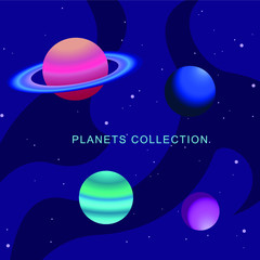 Flat planets collection. Vector illustration.