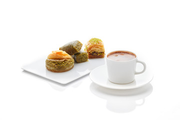 Turkish Baklava on white background