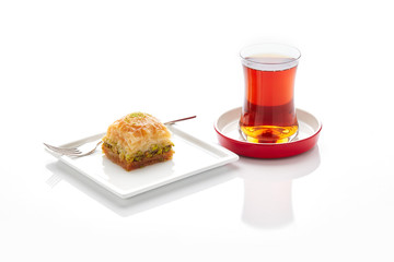 Turkish Baklava on white background