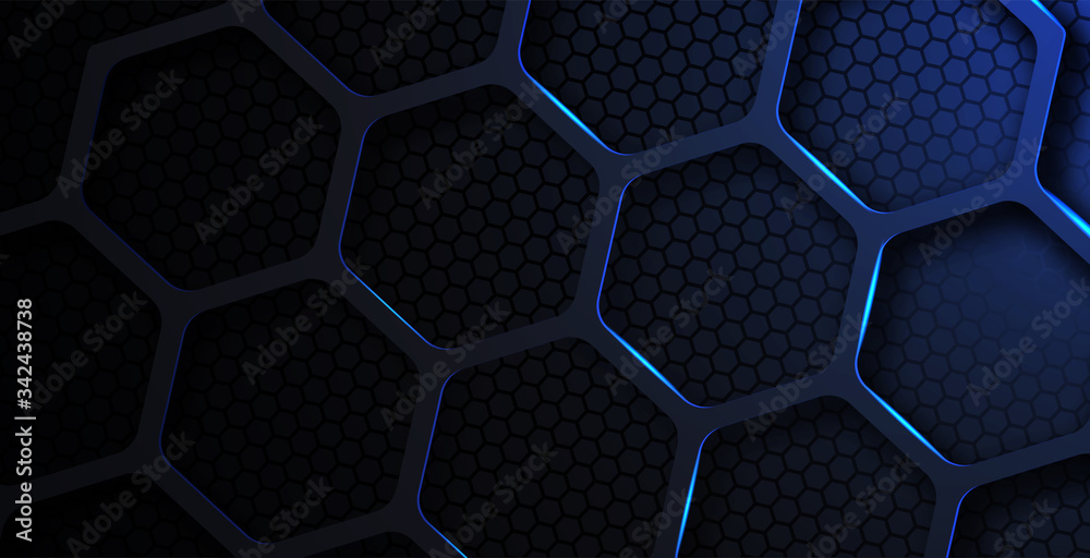 Wall mural futuristic technology hexagonal shape abstract metallic background vector illustration