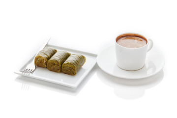 Turkish Baklava on white background