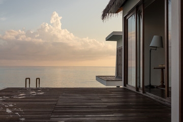 Fototapeta na wymiar Sunset from a villa on the sea 