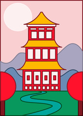 Background Illustration A4 - China Castle