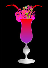 Cocktail glass with straw graphic design vector art