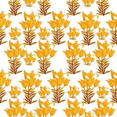 yellow lily pattern isolate object white background flower