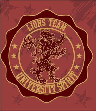 tattoo tribal heraldry lion print and embroidery graphic design vector art
