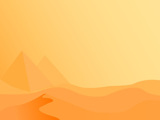 Pyramids in  Desert orange background vector illustration
