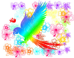 Tattoo tribal parrot print embroidery graphic design vector art