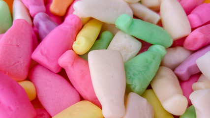 Colourful milk bottle candy, Johannesburg, South Africa