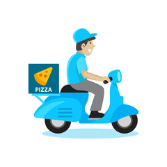 Express Delivery by motorcycle or scooter flat style logo design vector template for company