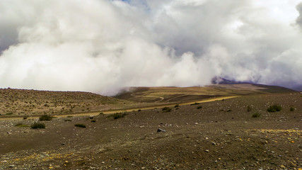 clouds over the mountains - Faldas del Chimborazo -  Ecuador - highest mountain in Ecuador