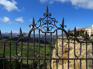 Landscape and Forge grill on the New Bridge of Ronda. Spain.  