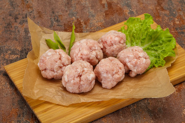 Homemade raw pork minced meatball for cooking