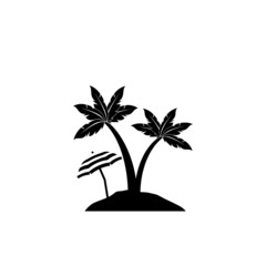 Sunny island beach icon isolated on white background