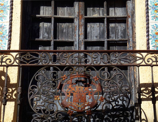 Detail of beautiful forging artistic handrail of a traditional balcony in the city of Ronda. Spain. 