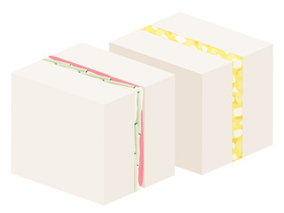 サンドイッチのイラスト_四角_2個