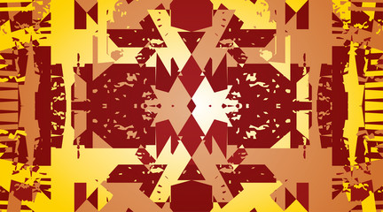 Abstract grunge kaleidoscope, geometric shaped rusty materials background.  Vector illustration.