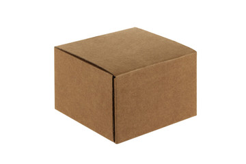 Cardboard box on white background