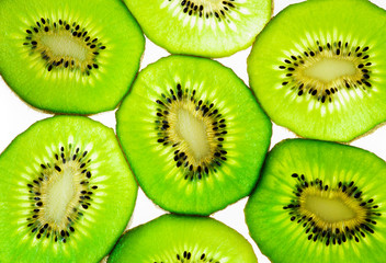 Fototapeta premium Kiwi slices for white background 