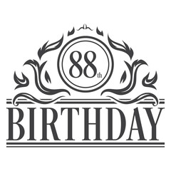 88th Birthday celebration vintage vector	