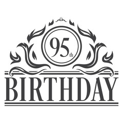 95th Birthday celebration vintage vector	