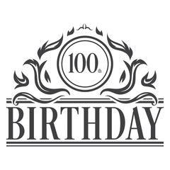 100th Birthday celebration vintage vector	