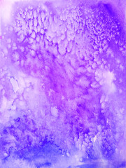 Hand painted watercolor illustration with salt stains and brush strokes. Abstract violet background for presentation, wrapping paper and wedding invitation cards design