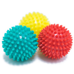 photos of massage balls of different colors. Association with coronavirus. concept. adaptation...