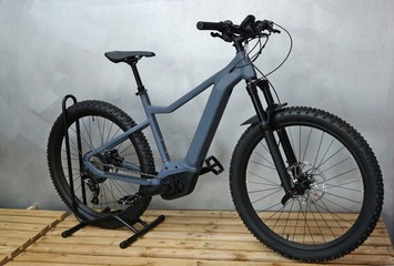 Naklejka na ściany i meble Brand new electric mountain bike, or e bike, assembled .