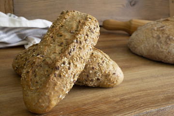 Two roll bread of cereals