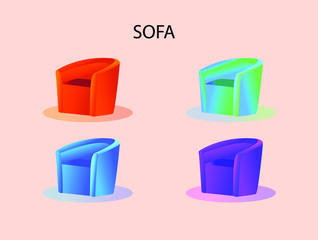 colorful couch and Sofa vector illustration