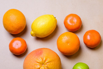 Mix of fresh citrus fruits