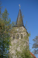 Fototapeta na wymiar Kirchturm in Deutschland, Börde, Sachsen-Anhalt