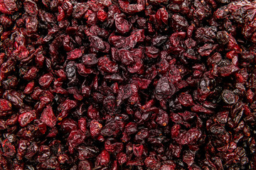 Heap of dried cranberries fruit as background
