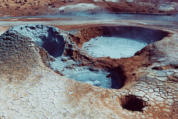 Geothermal area Hverir, Iceland.