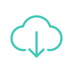 Download from the internet cloud flat line icon infographic illustration template for web, app or brochure. Vector illustration.